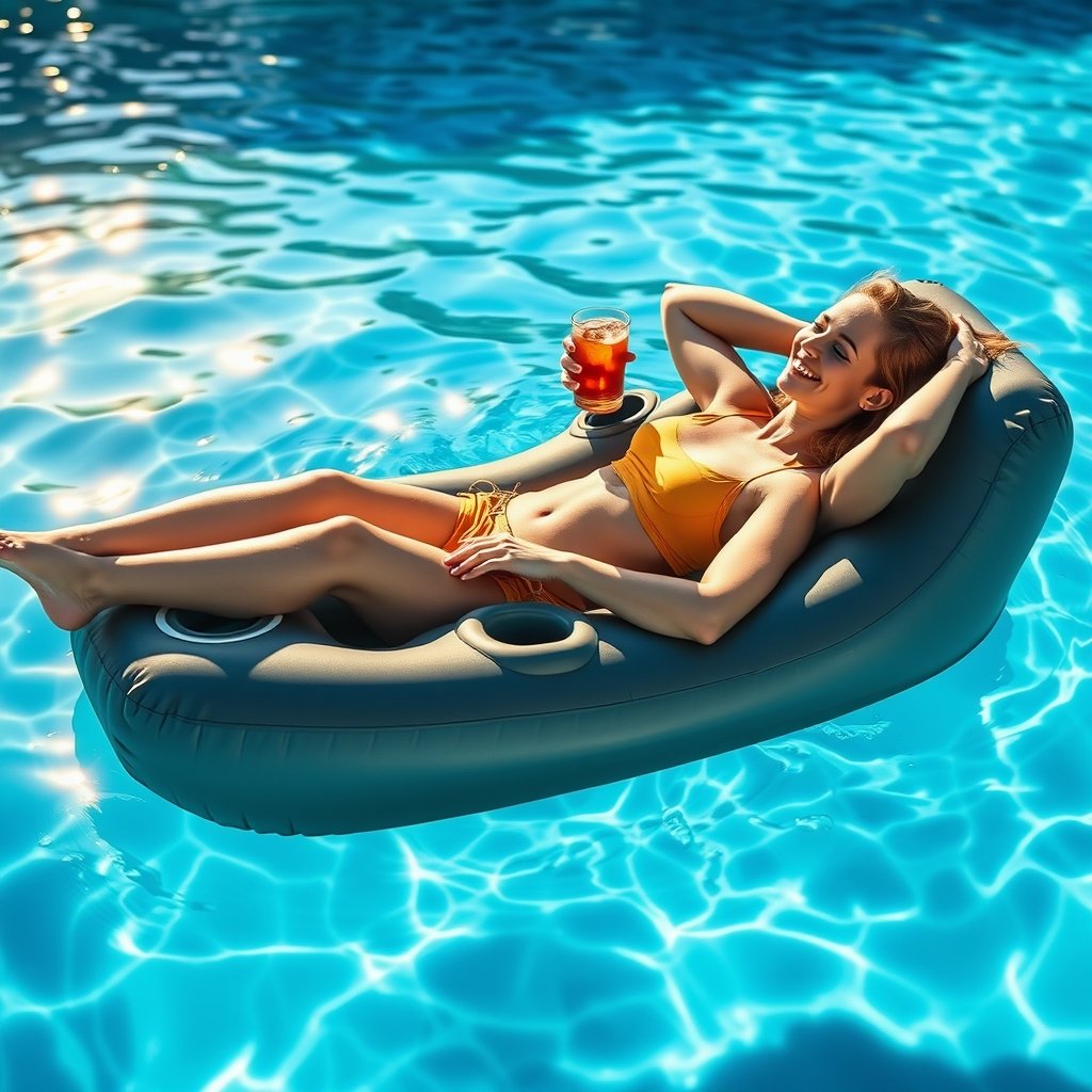 pool recliner in action