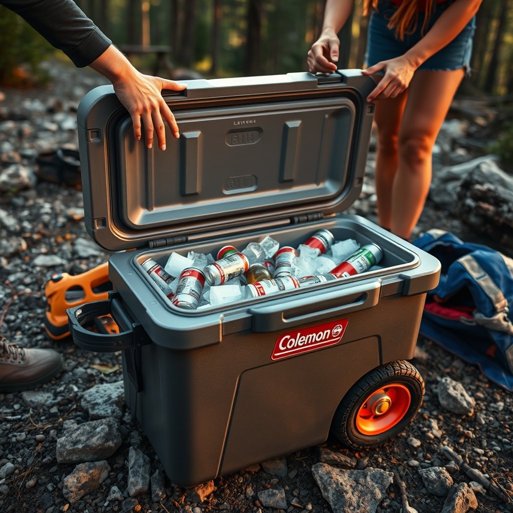 camping cooler in action